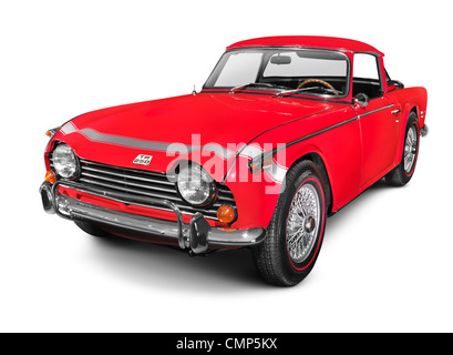 License available at MaximImages.com - Red 1968 Triumph TR250 classic retro car isolated on white background with clipping path Stock Photo