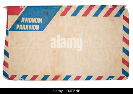 Air mail vintage envelope isolated on white background Stock Photo
