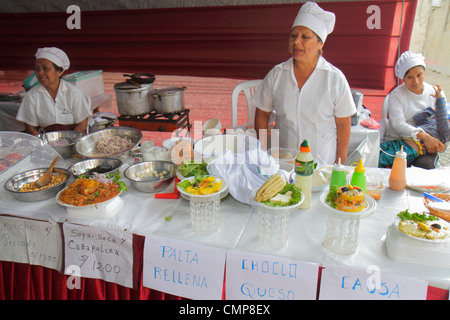 Lima Peru,Barranco District,Calle Colon,neighborhood,community fund raiser,food festival,dining,socializing,Hispanic Latin Latino ethnic immigrant imm Stock Photo