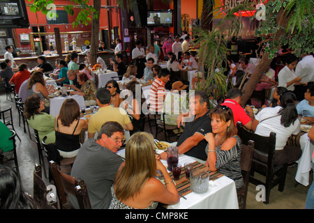 Lima Peru,Barranco District,Parque Municipal,Restaurante Rustica,restaurant restaurants food dining cafe cafes,crowded,popular,tables,dining,dinner se Stock Photo