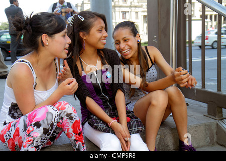 Lima Peru,Estacion Central,station,Metropolitano Bus Line,Calle Espana,Hispanic Latin Latino ethnic immigrant immigrants minority,girl girls,youngster Stock Photo