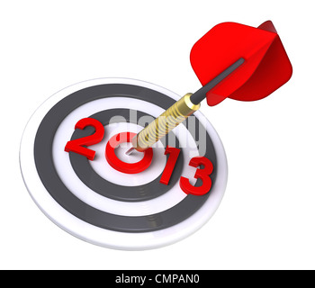 Dart hitting target - New Year 2013 Stock Photo
