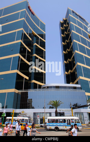 Lima Peru,Miraflores,Malecon de la Reserva,JW Marriott,five star hotel,hotels,chain,luxury,office tower,building,Arquitectonica,architecture entrance, Stock Photo