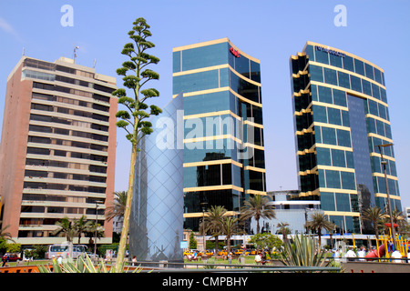 Lima Peru,Miraflores,Malecon de la Reserva,Parque Salazar,urban park,JW Marriott,five star hotel,hotels,chain,luxury,office tower,building,Arquitecton Stock Photo