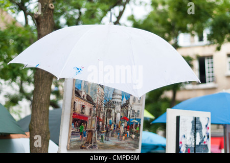 Painters in Place du Tertre, Montmartre, Paris, France. Stock Photo