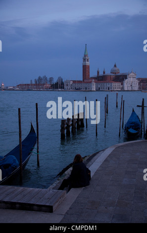 Late evening looking across the Grand Canal in Venice Stock Photo