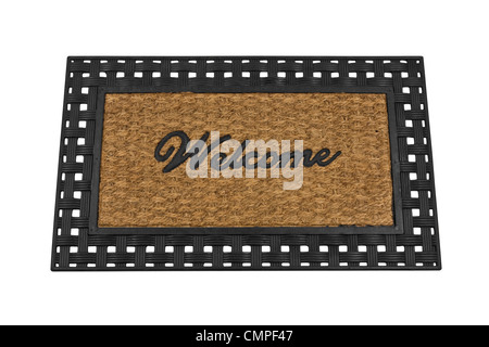 Welcome mat isolated on white. Stock Photo