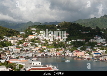 A view over the harbour in St. George’s, Grenada Stock Photo