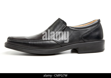 black man's shoes on a white background Stock Photo