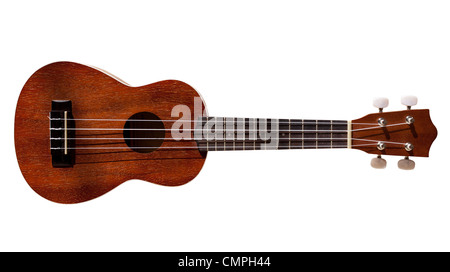 Modern hawaii ukulele guitar isolated against white with four strings Stock Photo