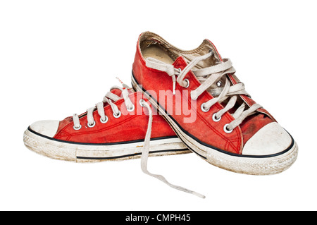 Red old retro sneakers Stock Photo