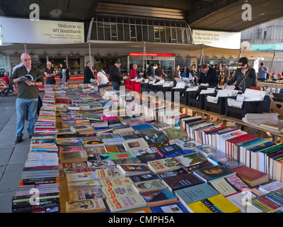 South Bank Centre Book Market under Waterloo Bridge Queen's Walk London UK Stock Photo