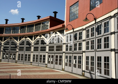 The historical CPR Roundhouse building on Turntable Plaza in Yaletown, Vancouver, British Columbia, Canada Stock Photo