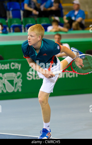 Kyle Edmund plays tennis in final of BNP Paribas Open Champions Tour against Mitchell Krueger in Zurich, SUI Stock Photo