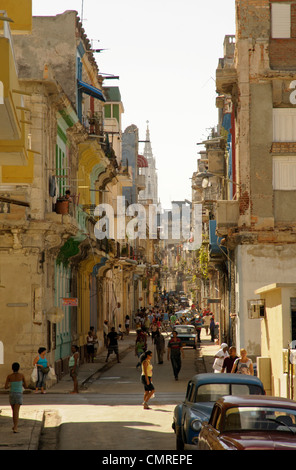 Daily life in a old Havana street,Cuba Stock Photo