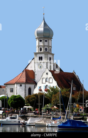 Parish church Saint Georg of Wasserburg at Lake Constance. Stock Photo