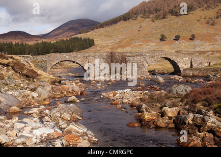 General Wade's bridge and the river Spey at Garva in the Scottish highlands Stock Photo