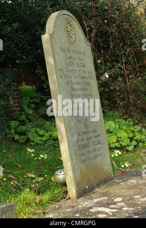 The gravestone of the English composer Sir Edward Elgar (d. 1934) in St Wulstan's Church Little Malvern Worcs UK Stock Photo