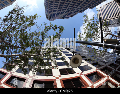 Office buildings in Glendale - Southern California shot with a fisheye lens. Stock Photo