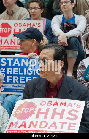 Members of various religious pro-life groups protest in  New York against the implementation of ObamaCare