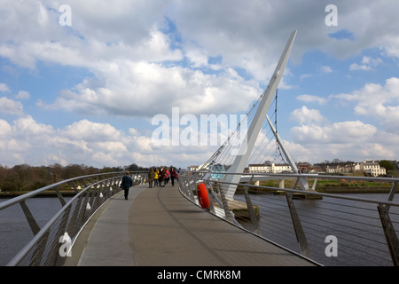 new peace bridge in Derry city county londonderry northern ireland uk. Stock Photo