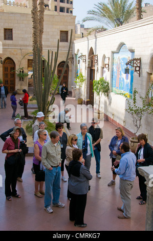 Group of tourists Coptic church Old Cairo Stock Photo