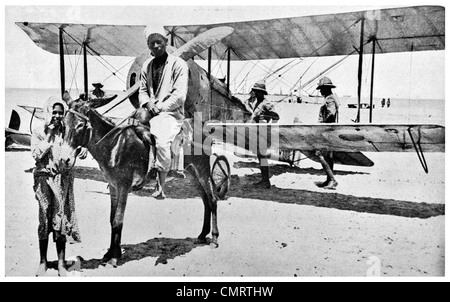 1918 British Royal Flying Air Corps and Arab Camel rider Holy Land Stock Photo