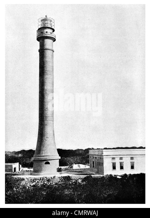 1918 Navassa lighthouse United States service concrete West Indies tower Caribbean Sea Stock Photo