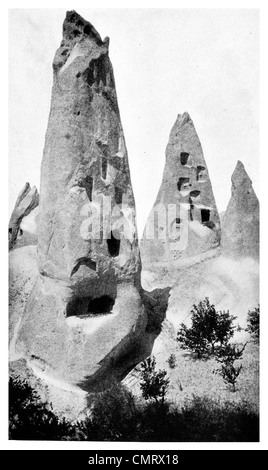 1919 Urgup Burgut Kalesi Nevşehir Province Central Anatolia Turkey. Cappadocia cave Stock Photo