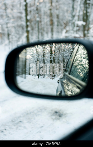 Closeup on rear-view mirror