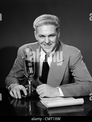 Radio announcer, 1950s Stock Photo - Alamy