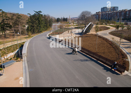 Madrid Rio new parkland recreational area around River Manzanares Madrid Spain Europe Stock Photo