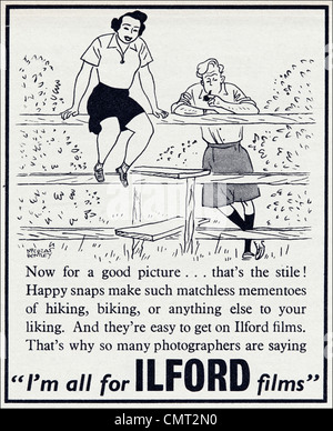 ILFORD camera films advert. Original advertisement from 1940s period magazine advertising Stock Photo