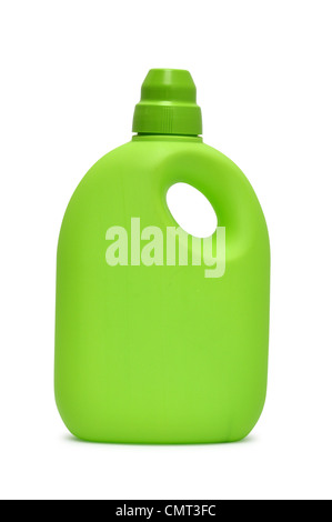 Green plastic bottle isolated on white background Stock Photo