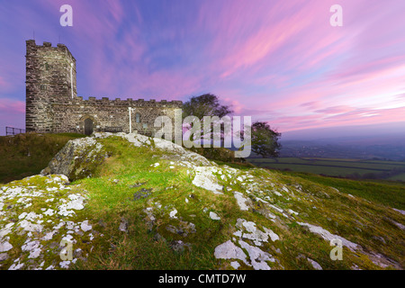 The Church of St Michael on Brent Tor on the edge of the Dartmoor National Park.  Stock Photo