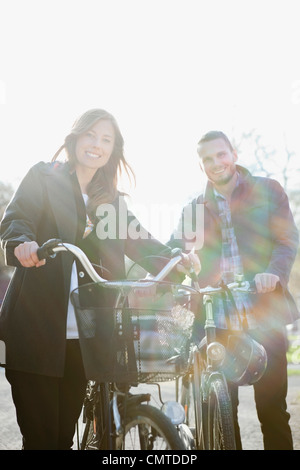 Couple with bikes Stock Photo