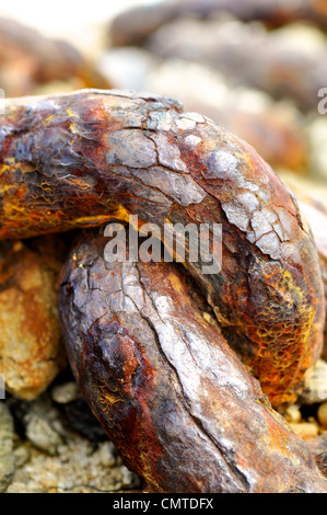 Closeup of an old and rusty chain Stock Photo