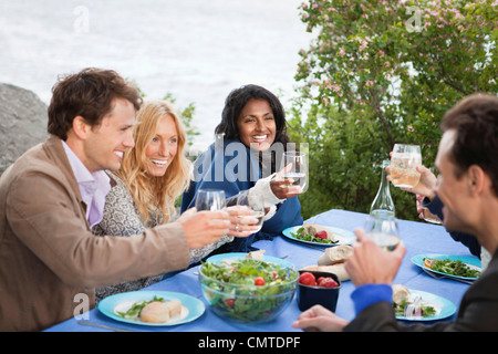 Friends toasting drink Stock Photo