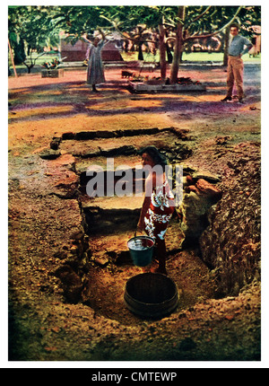 1925 Water Well Kaukura Island French Polynesia, archipelago Stock Photo