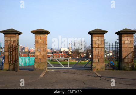 falls road entrance to dunville park lower falls road area gaeltacht quarter belfast northern ireland uk Stock Photo