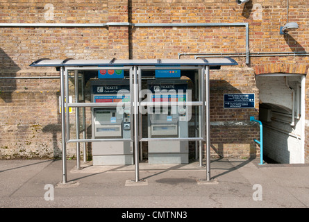 Train Ticket machines outside Walton-on-Thames railway station Stock Photo