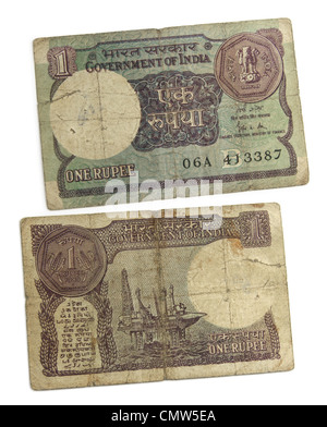 1989 Indian 1 Rupee note. Stock Photo