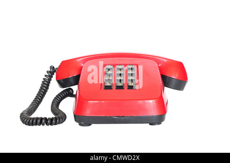 Retro red telephone from the 80's with buttons Stock Photo