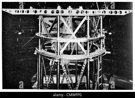 1925 Mount Wilson Observatory  Telescope 20 foot interferometer attached to the 100 inch Stock Photo