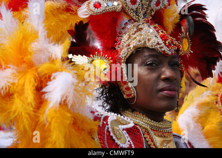 Members of the West Indian community lead the annual Notting Hill Carnival, held on the streets of Notting Hill, London, England Stock Photo