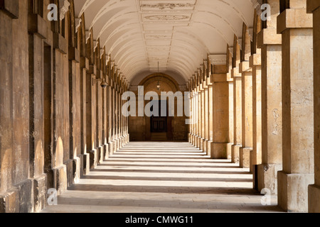 Magdalen College Oxford- sun-drenched corridor in the new building, spring afternoon Stock Photo
