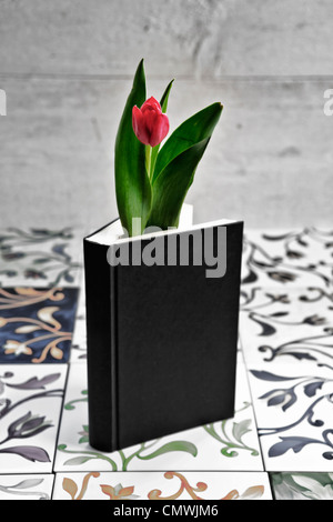 a tulip in a book Stock Photo
