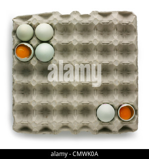 Aerial of egg cardboard tray Stock Photo