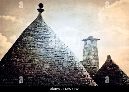 Roofs of the trulli - the typical houses in Apulia Stock Photo