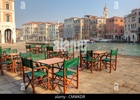 Grand Canal, Street Cafe, Venice, Veneto, Italy Stock Photo